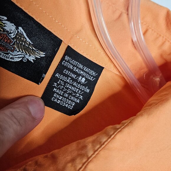 Harley Davidson Shirt Womens 1X Embroidered Logo Button Up Biker 1W Short Sleeve - Picture 4 of 10